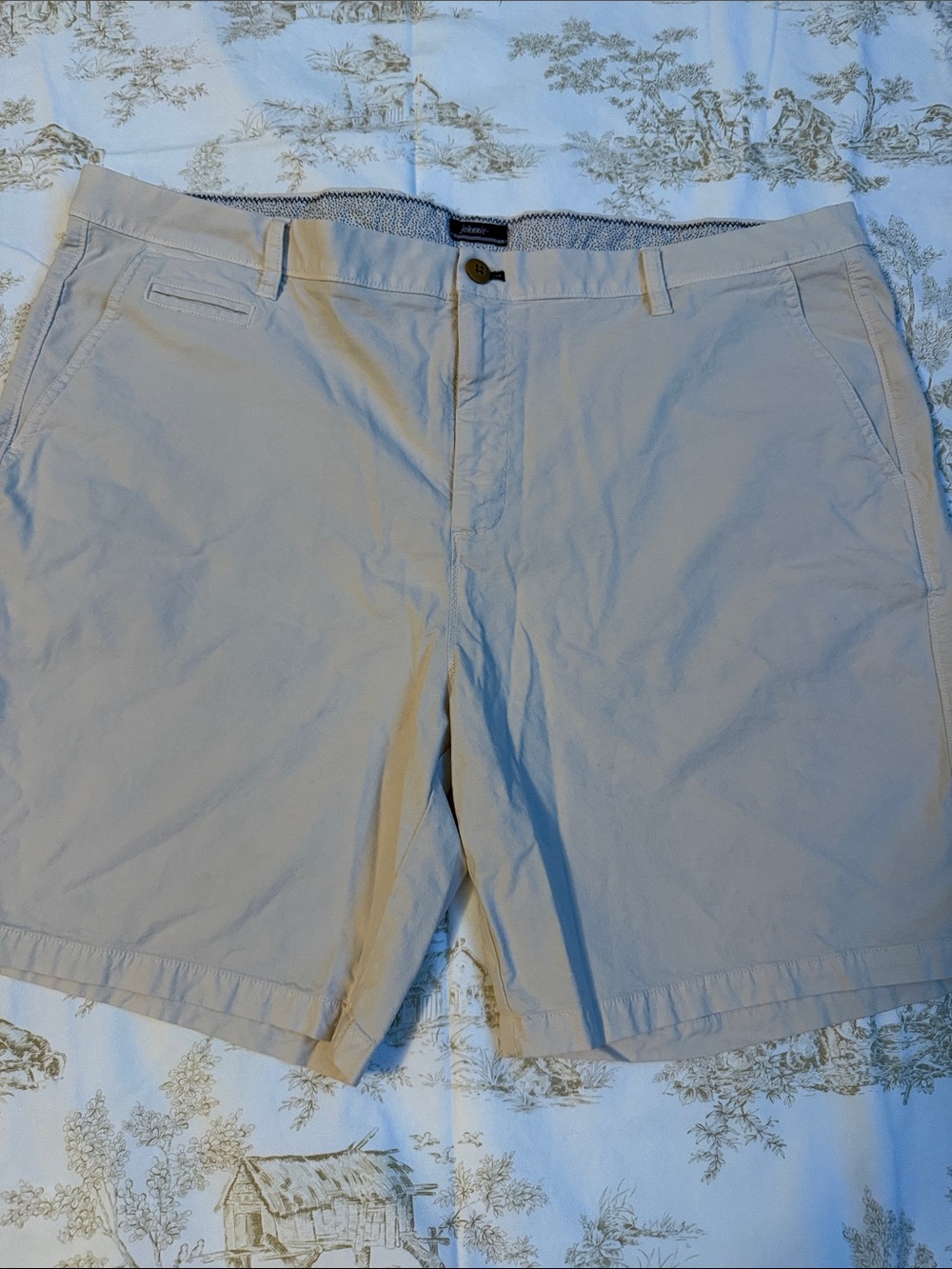johnnie-O Tan Flat Front Chino Shorts